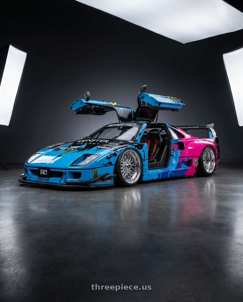 2025 Ferrari F40 (Demon King Auto-F40 LB-Works寬體鷗翼門概念改裝模型車) with Fuel Forged FF109 5x139.7 20x9 +0 POLISHED wheels