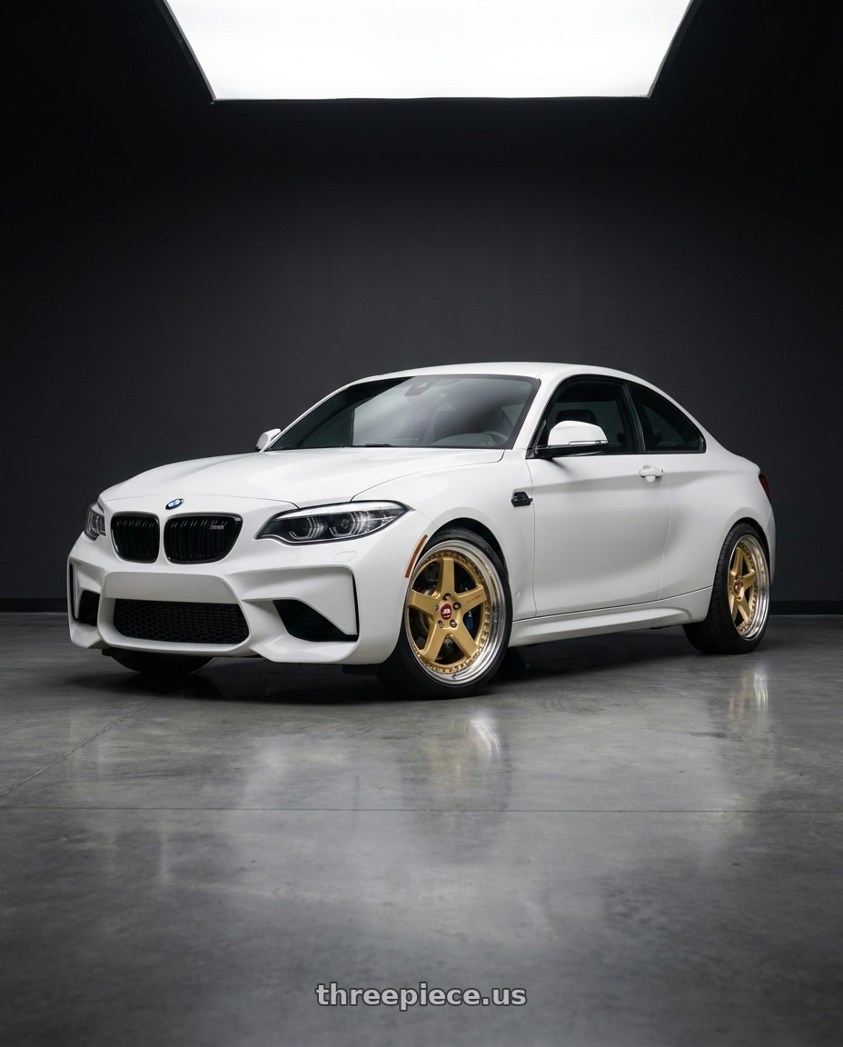 2018 bmw m2 with Work Zistance W5s 5x120 19x9.5+24 r disk Gold wheels
