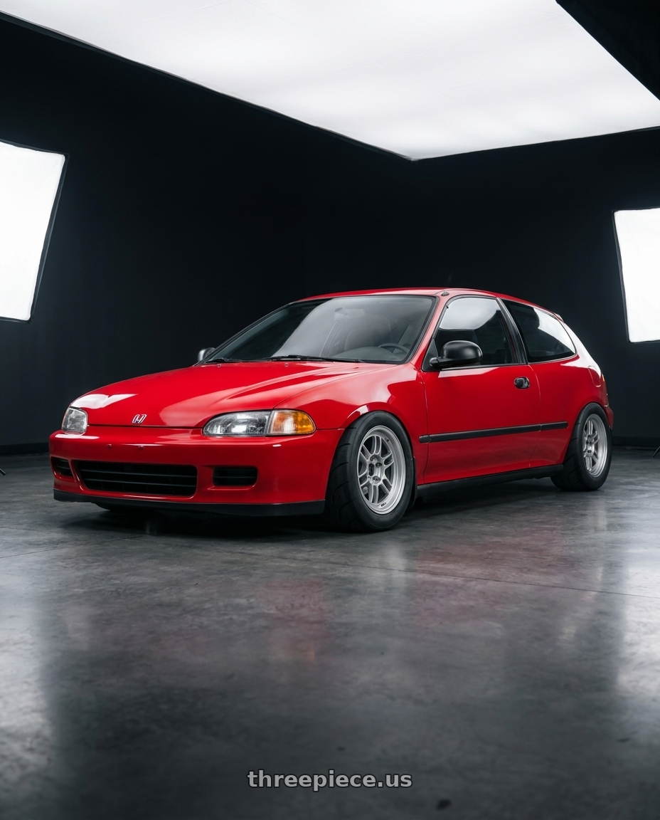 1992 honda civic with Enkei RPF1 4x100 15x7+35 Silver wheels