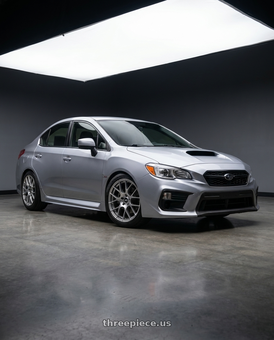 2018 Subaru WRX base with Enkei Raijin 5x100 18x8+45 Hyper Silver wheels
