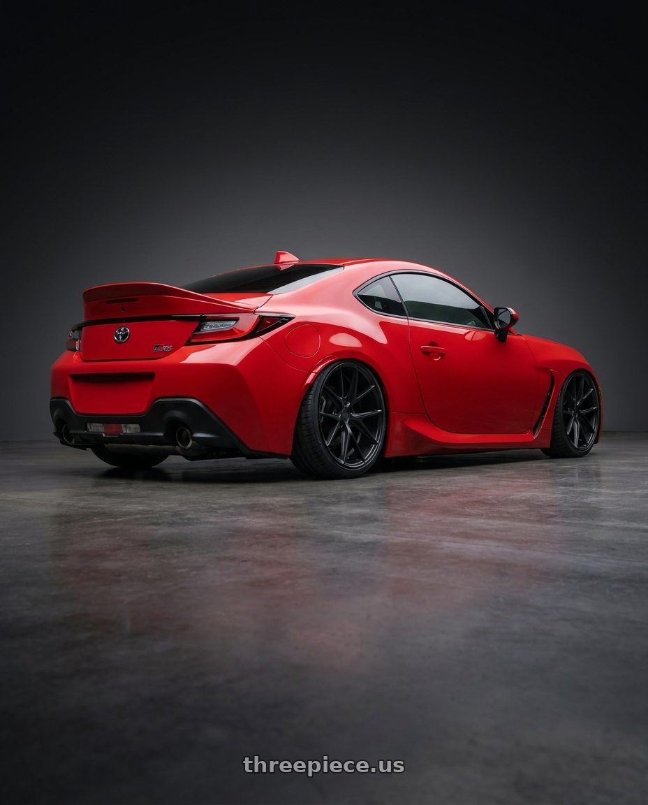 2024 Toyota GR86 with Niche 1PC M117 MISANO 5X114.3 18X8 +40 MATTE BLACK wheels rear three quarter view slight stretch tires