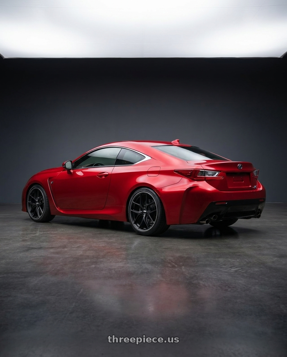 2018 Lexus RC F with BBS CC-R 5x114.3 19x8.5+30 Satin Black wheels rear three quarter view square tires