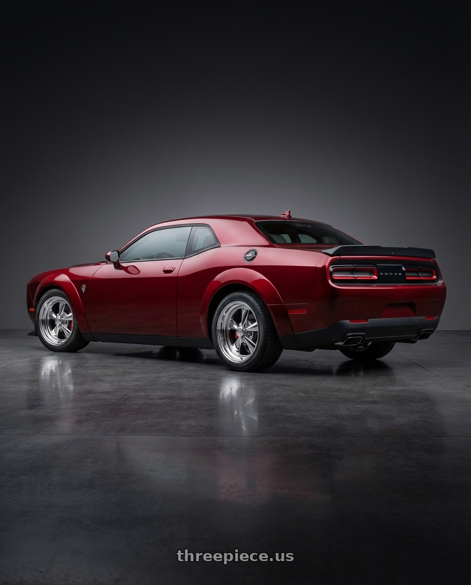 2022 dodge challenger hellcat widebody with Cragar 61 S/S 5x114.3 15x8 -06 A172726 wheels rear three quarter view square tires