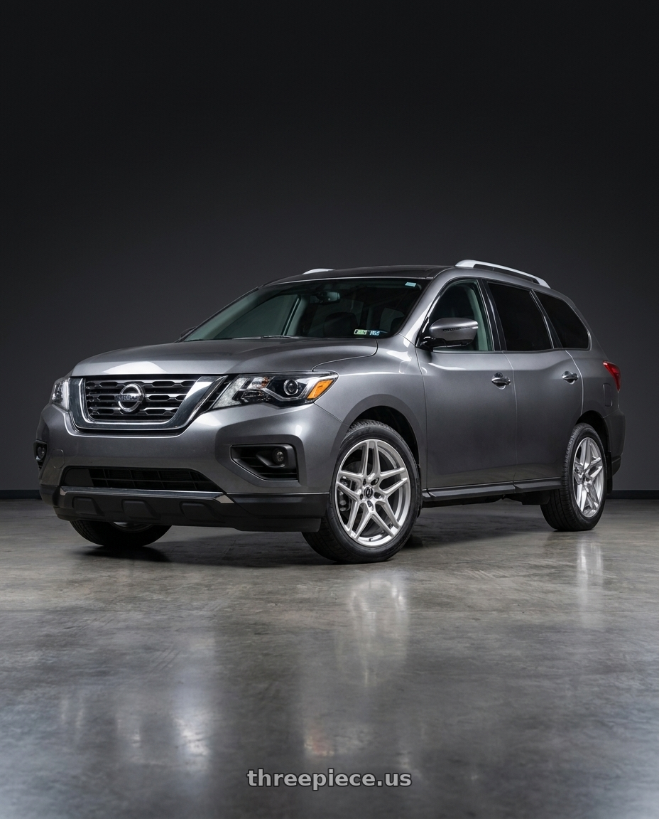 2018 Nissan Pathfinder with HERITAGE WHEEL EBISU MONOC 5x114.3 19x8.5 +35 SILVER wheels