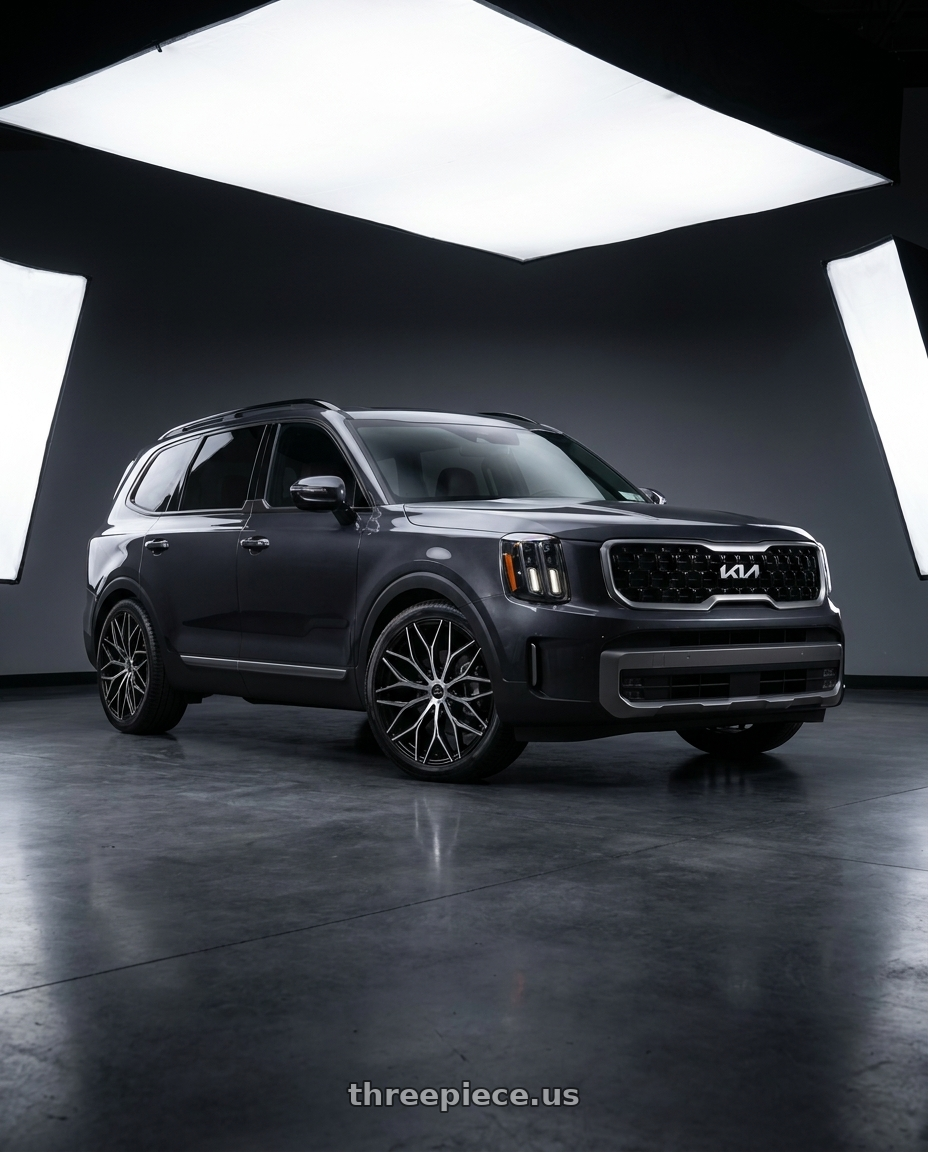 2025 kia Telluride sx prestige with Cavallo CLV-37 5x114.3/5x120 20x8.5 +35 Gloss Black & Machined wheels