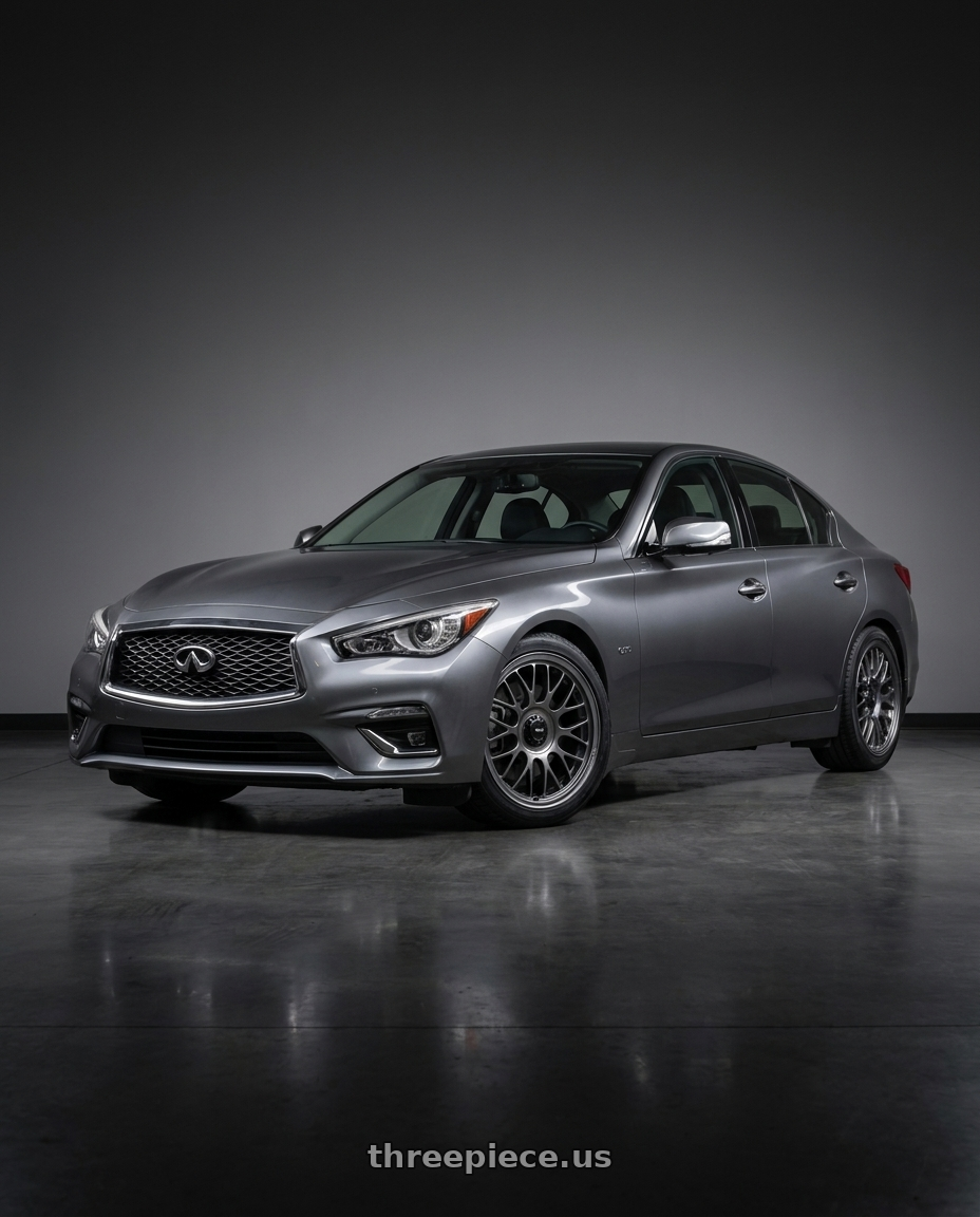 2019 Infiniti Q50 with Konig MRK1 5X114.3 19x9.5+40 Hyper Carbon - Gloss Black Gear Cap/Logo/Cover Plate wheels