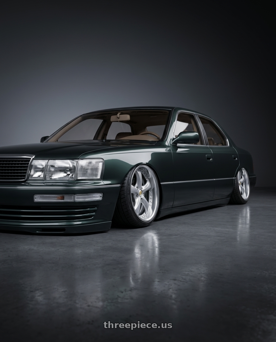 1990 Lexus Ls400 with Work Wheels VS-KF 5x114.3 18x7.5+40 Light Grey Silver O Disk FULL REVERSE wheels