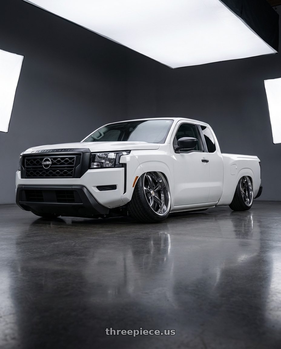2025 nissan frontier king cab with Work Wheels VS-KF 5X114.3 19x8-10 Brilliant Silver Black A Disk FULL REVERSE wheels