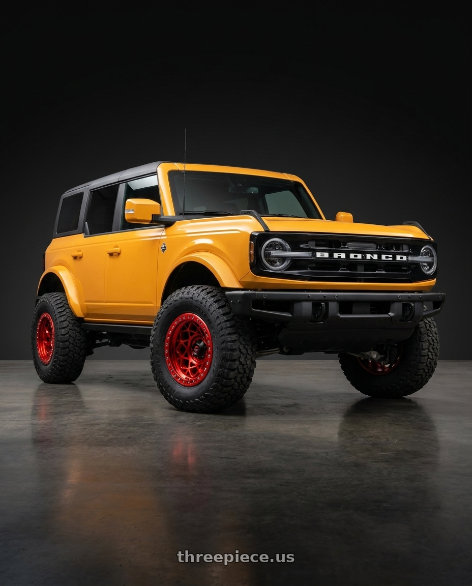 2024 Ford Bronco with Fuel 1PC D121 UNIT BEADLOCK 6X139.7 17X9 -15 CANDY RED wheels