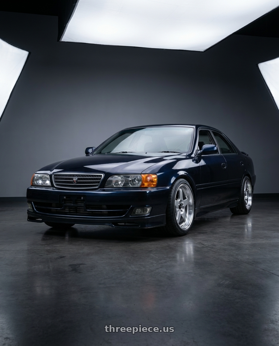 1998 toyota chaser with Vors SP1 5x100/5x114.3 17x8  +35 Silver Machine Face Lip wheels