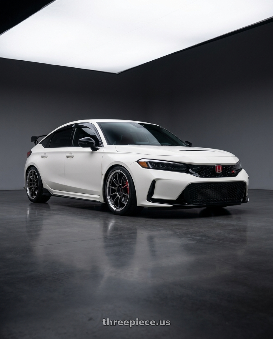 2025 Honda Civic Type R with Work Emotion Zr10 5x120 19x9.5 +38 Glim Black Diamond Rim cut wheels