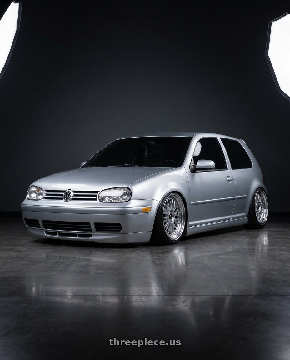 2002 VW GTI with Work Wheels VS-KF 5x100 18x8.5+34 Light Grey Silver A Disk FULL REVERSE wheels