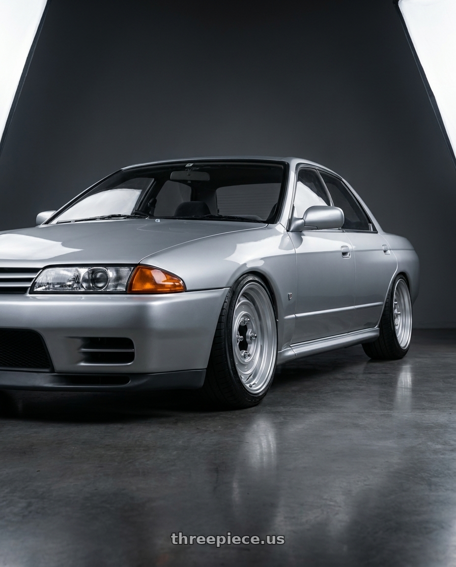 1992 skyline gts with Mobelwagen MW430S Interceptor 4X130 15x5.5 20 Silver wheels