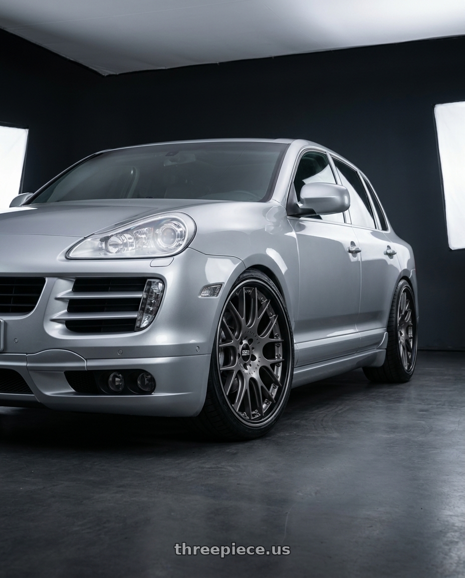 2005 Porsche Cayenne Turbo with BBS CH-RII 5x120 22x10.5 +30 Satin Platinum Center Black Lip SS Rim Prot wheels