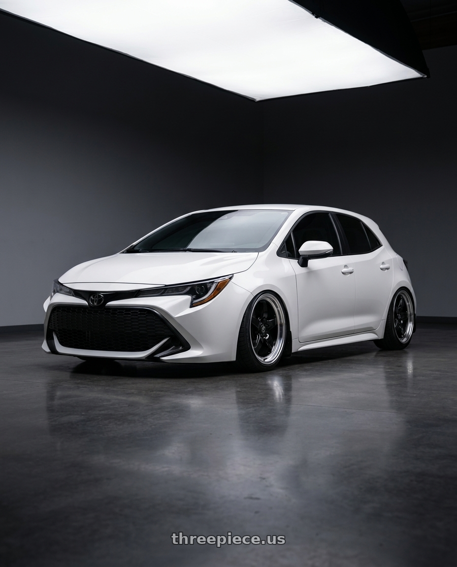 2023 Toyota Corolla Hatchback with Forgestar D5 Drag 5x114.3 18x10 +42 Gloss Black Machined wheels