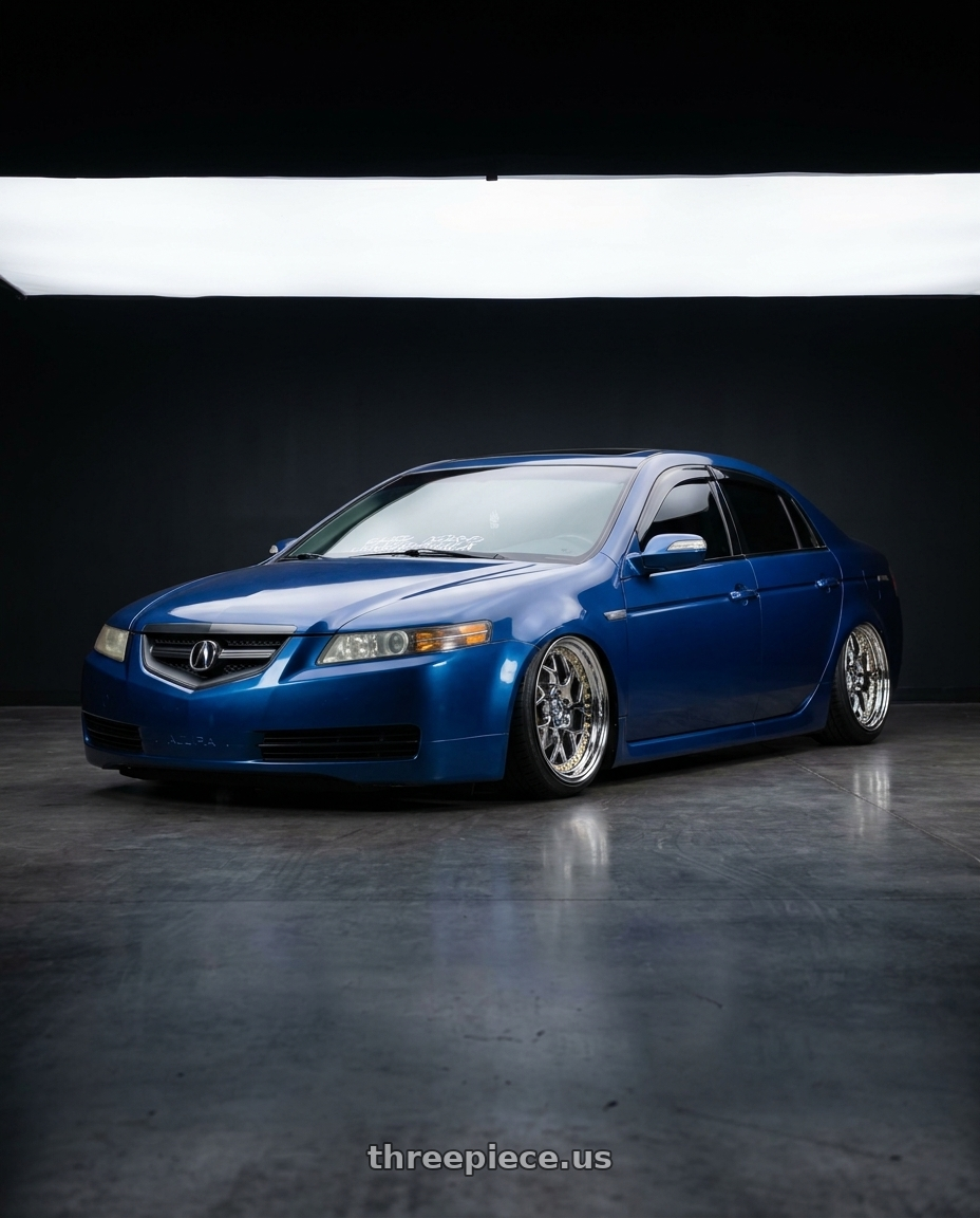 2006 Acura tl with Aodhan DS01 5x114.3 18x8.5+35 Vacuum Chrome W/ Gold Rivets wheels