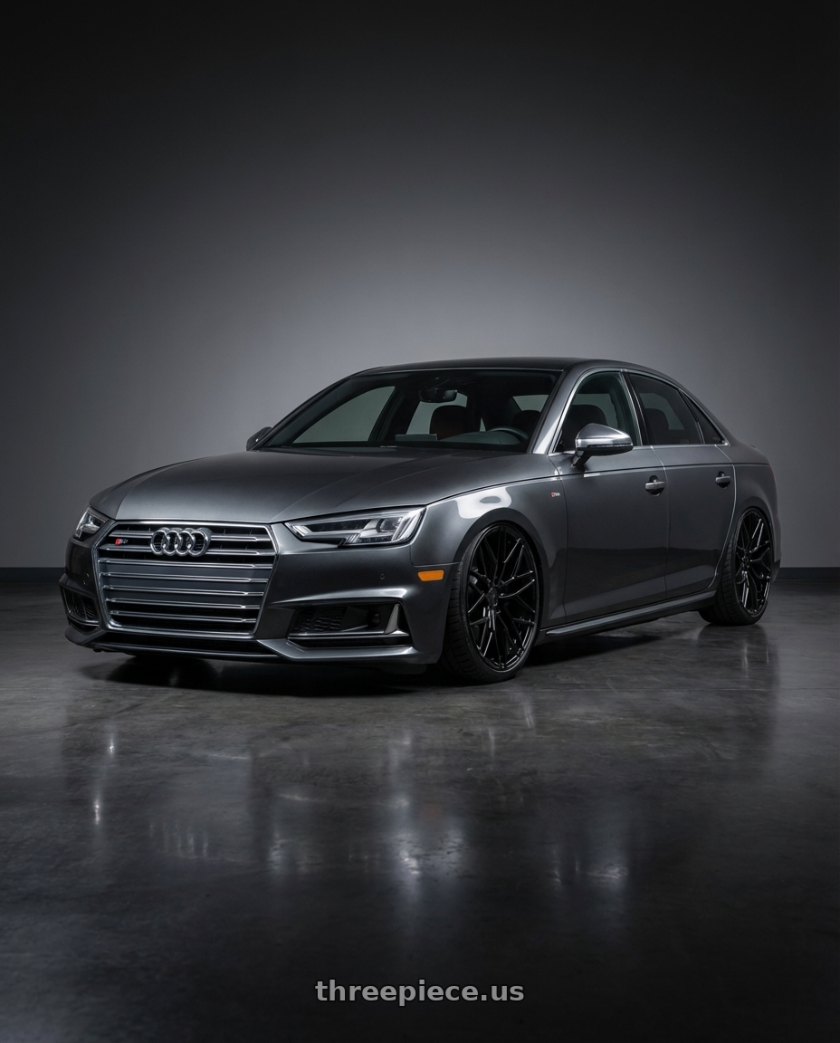 2023 Audi S4 B9 with Avant Garde Wheels M520R 5X112 20x9 +32 Gloss Black wheels