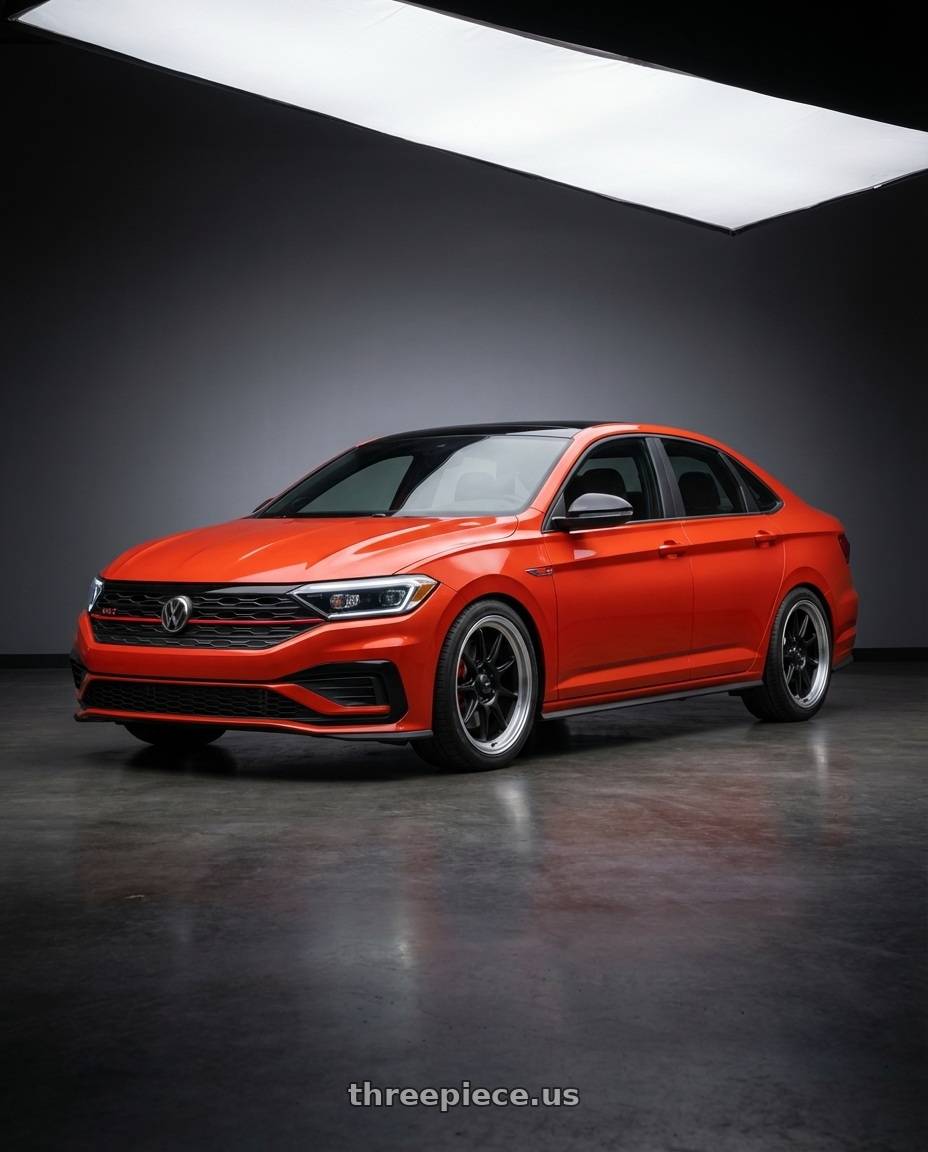 2023 Volkswagen Jetta GLI MK7 with Konig Countergram 5x112 18x8.5+43 Matte Black / Matte Machined Lip wheels