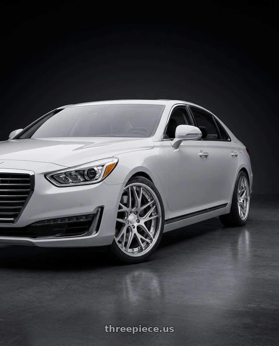 2018 genesis g90 ultimate with Work Gnosis Cvx 5x114.3 20x8.5+38 H Disk Composite Buffed And Brushed wheels