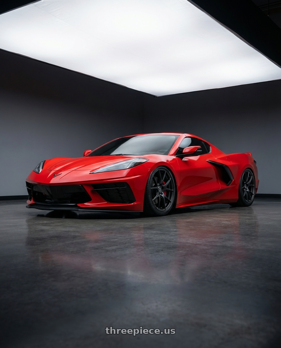 2024 Chevrolet Corvette C8 with Forgestar CF5V 5x120.65 19x9.5 +50 Satin Black wheels