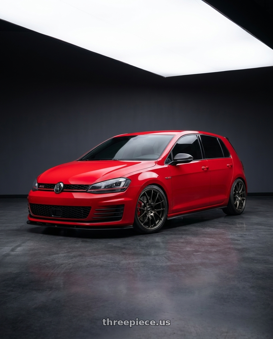 2015 VW Golf gti with Volk Racing G27 PM 5x120 19x9.5 +36 PRESSED BLACK CLEAR wheels