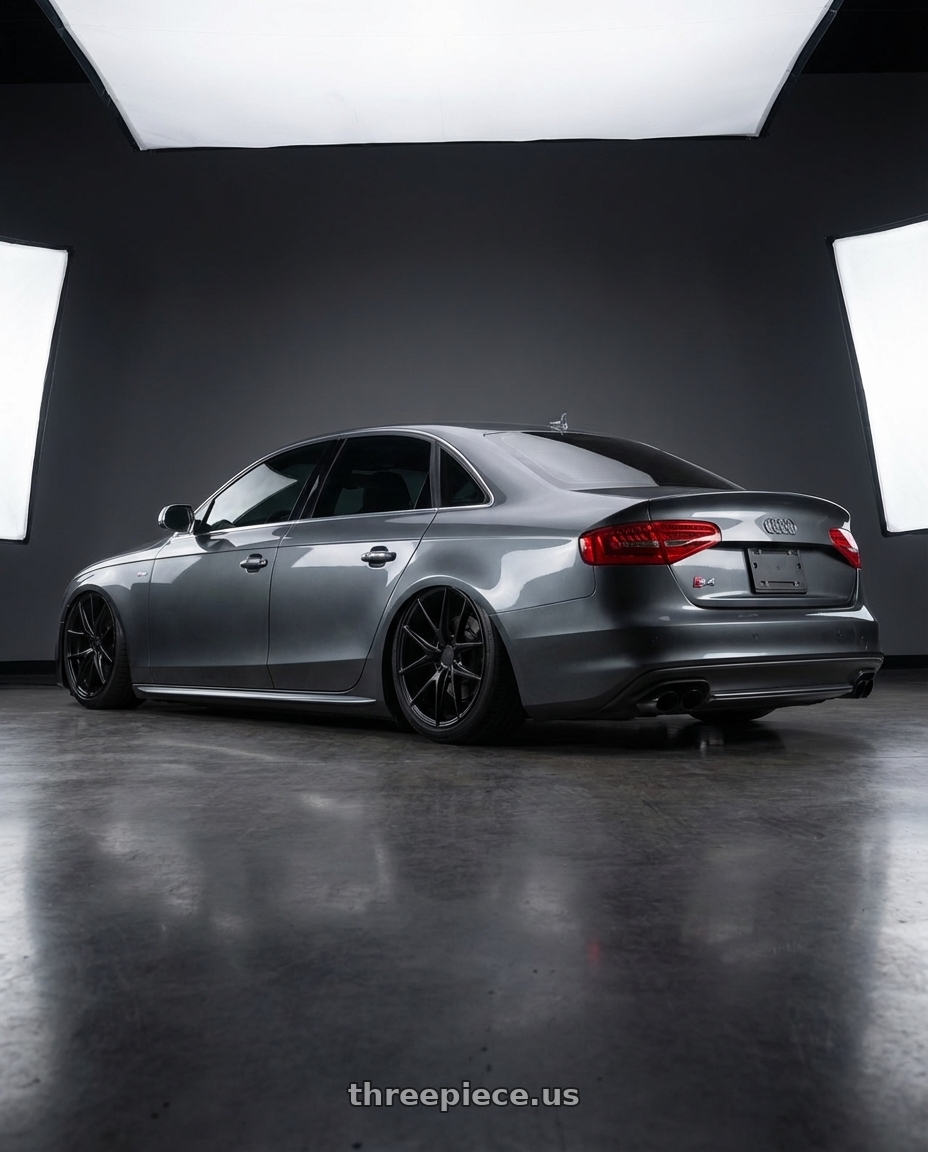 2015 Audi S4 B8.5 with Niche 1PC M117 MISANO 5X112 19X8.5 +34 MATTE BLACK wheels rear three quarter view slight stretch tires