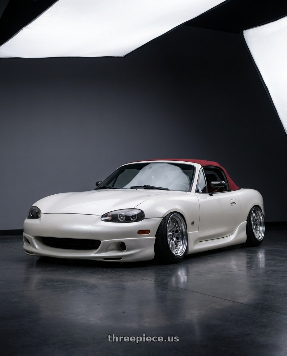 2001 Mazda Miata  with Work Equip 40 4x100 15x7 -16 a disk Brut Silver wheels
