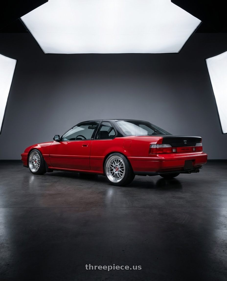 1991 Honda prelude with FORMULA AERO SPOKE 4x100 16X7+26 NR Disk Titan Silver wheels rear three quarter view meaty tires