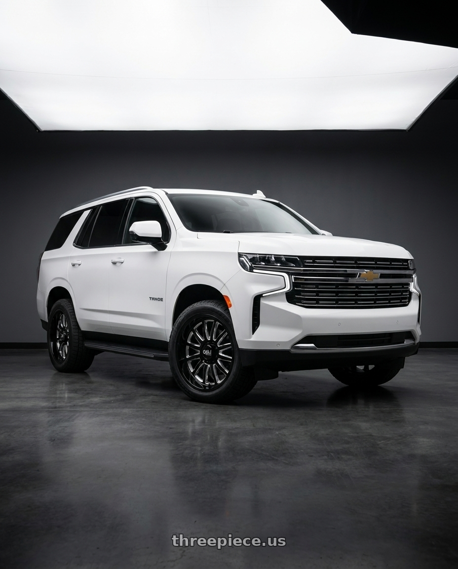 2021 Chevrolet Tahoe LS with Cali Off-Road Summit 9110 6x139.7 22x10+0 Gloss Black/Milled Spokes wheels
