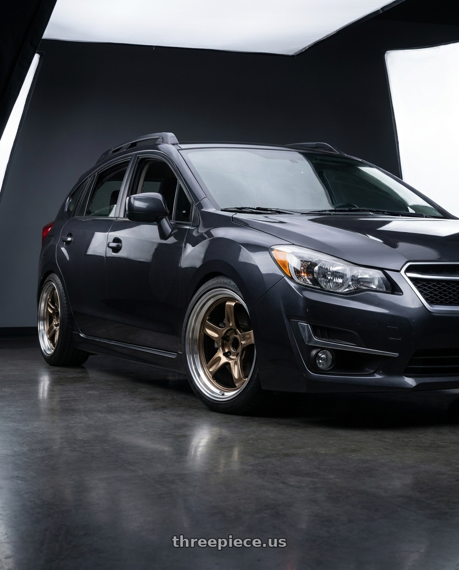 2015 subaru Impreza base hatchback with Volk Racing 21C SPEC-SR 5x100 18x9 +30 SHINING BRONZE METAL wheels