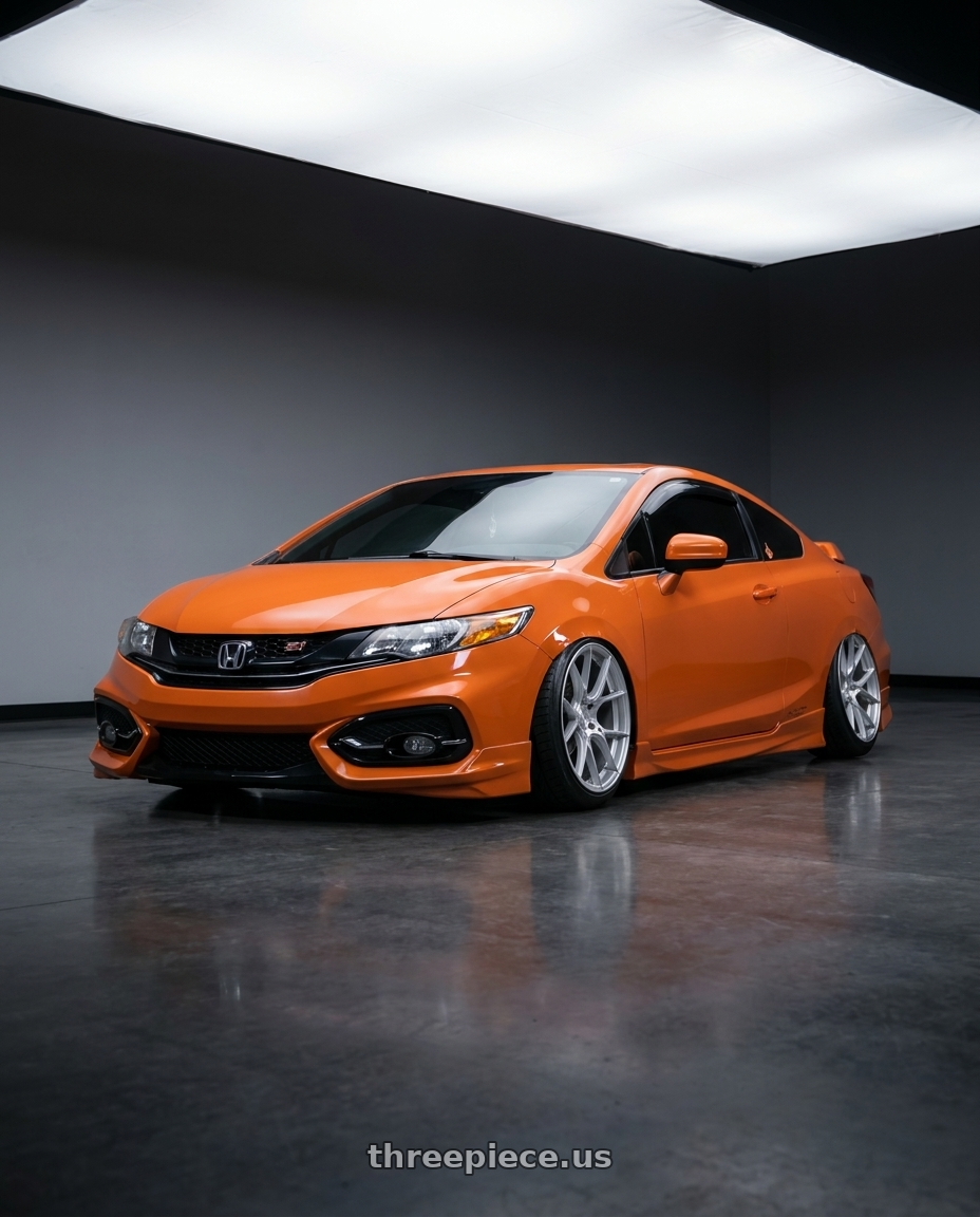 2015 honda civic with Aodhan AH-11 5x114.3 18x9.5+35 Gloss Silver Machined Face wheels