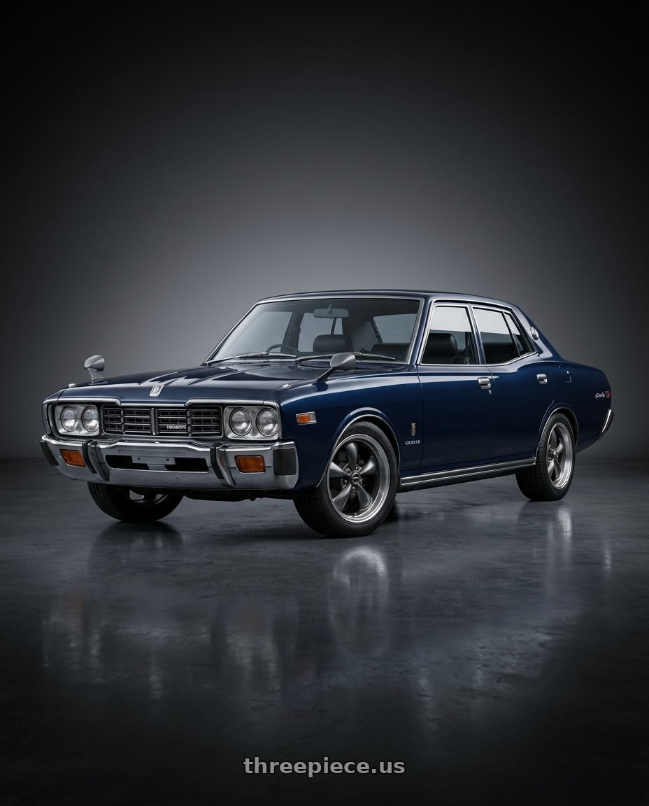 1977 Nissan Cedric (330) with American Racing AR105 TORQ THRUST M 5X100 17X7.5 +45 ANTHRACITE W/ MACHINED LIP wheels