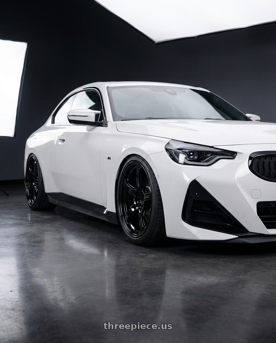 2024 BMW 2 Series G42 with Gram Lights 57CR 5x112 19x9.5+25 Glossy Black wheels