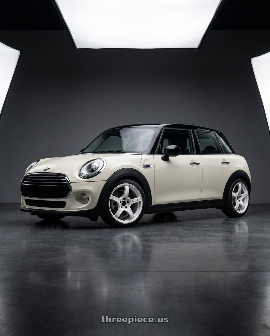 2015 mini cooper 5 door with Advan Racing TC4 4x100 16x7.0 +42 RACING WHITE METALLIC & RING wheels