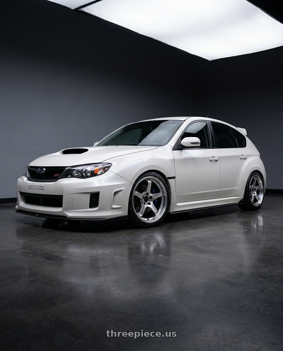 2010 subaru Impreza Wrx STI A line white  with Advan Racing GT BEYOND-R 5x114.3 18x10.5 +15 MACHINING & DIAMOND CUTTING wheels