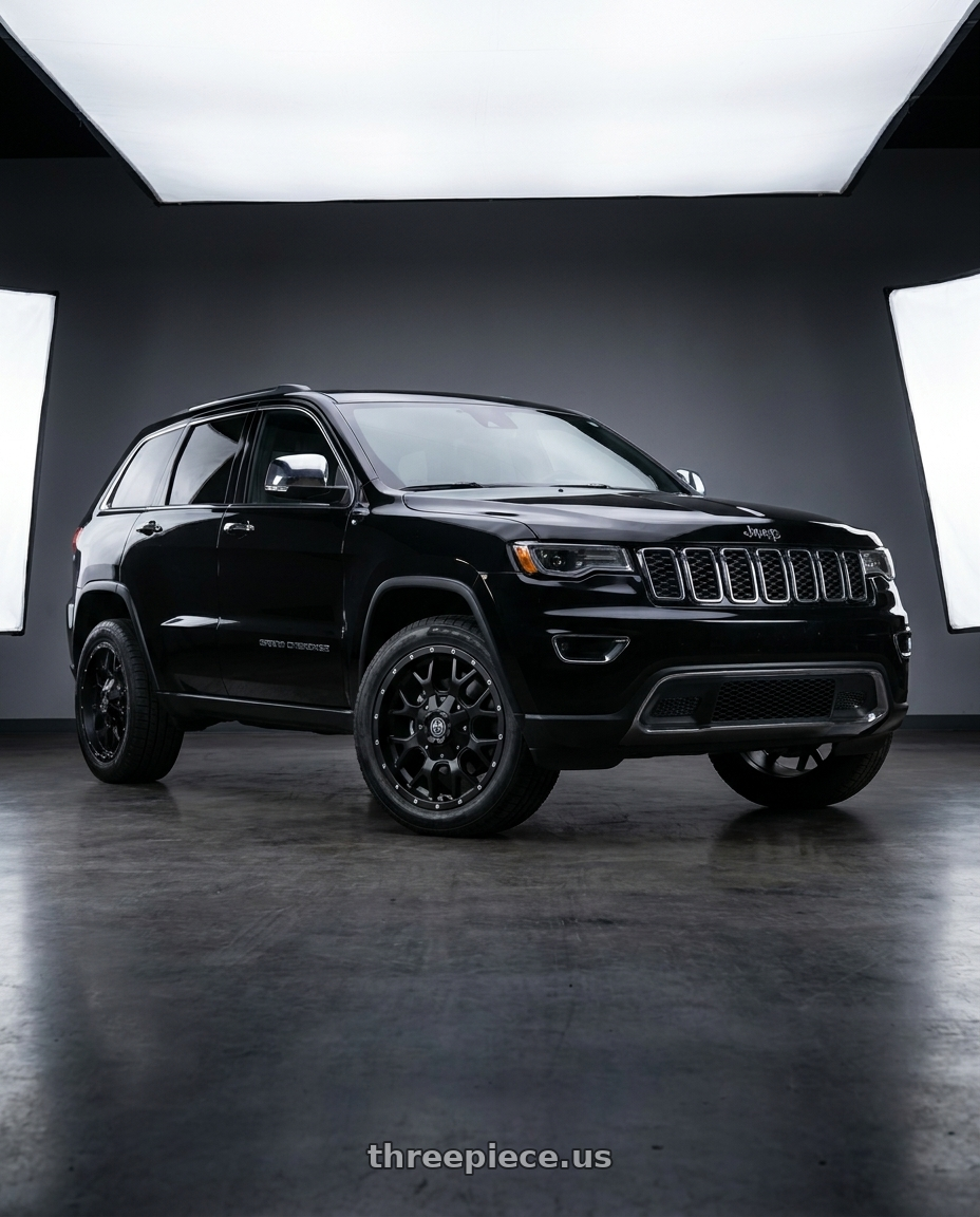 2021 Jeep Grand Cherokee Overland with Mayhem Warrior 8015 5x127/5x139.7 20x9+0 Matte Black wheels