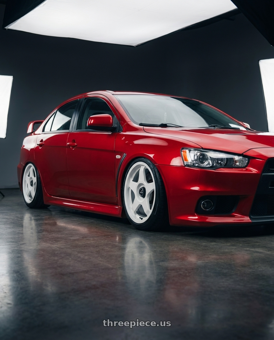 2012 Mitsubishi Lancer Evo X with fifteen52 CHICANE 5x114.3 / 5x100 18x8.5 +35 RALLY WHITE (GLOSS WHITE) wheels