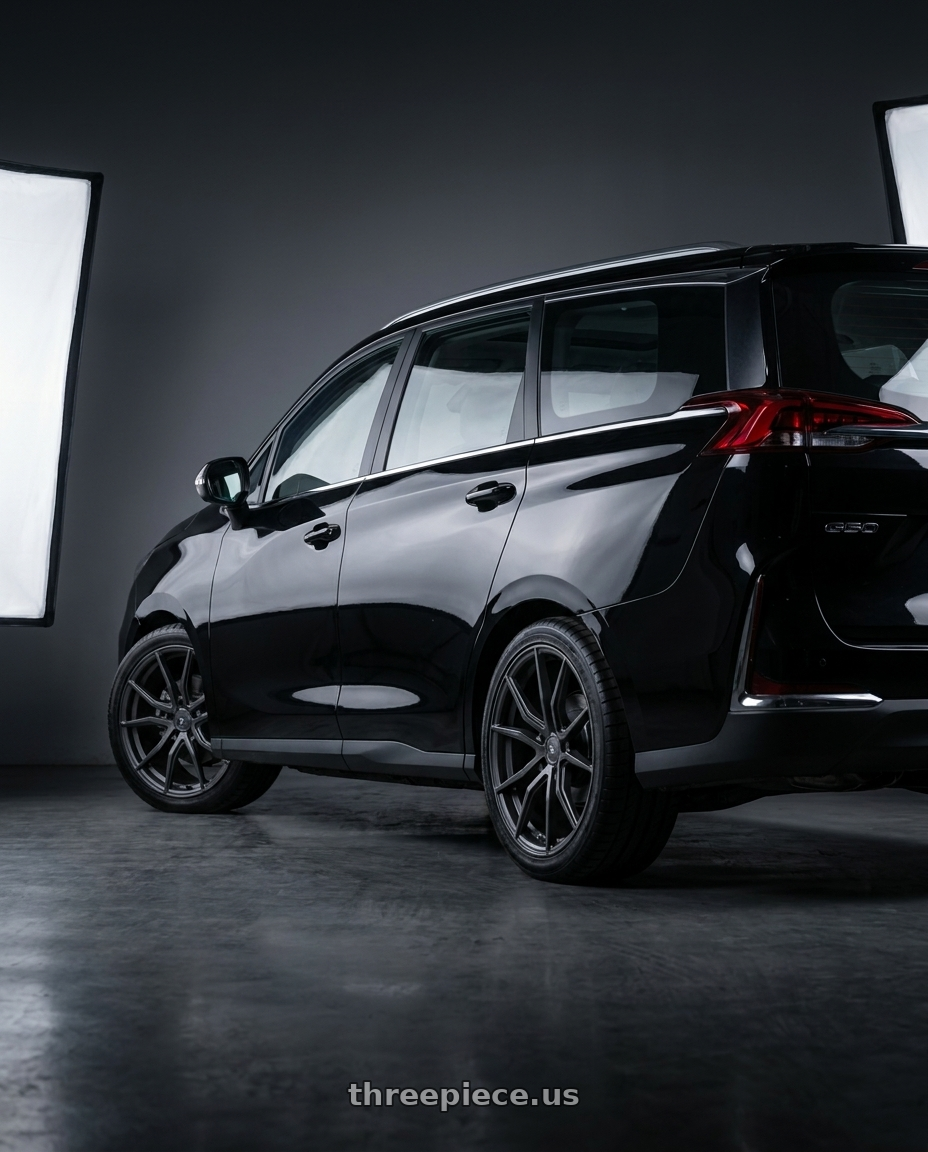 2026 MG G50 PHEV  with XO VERONA 5X120.65 19X10 +37 MATTE GUNMETAL wheels rear three quarter view square tires