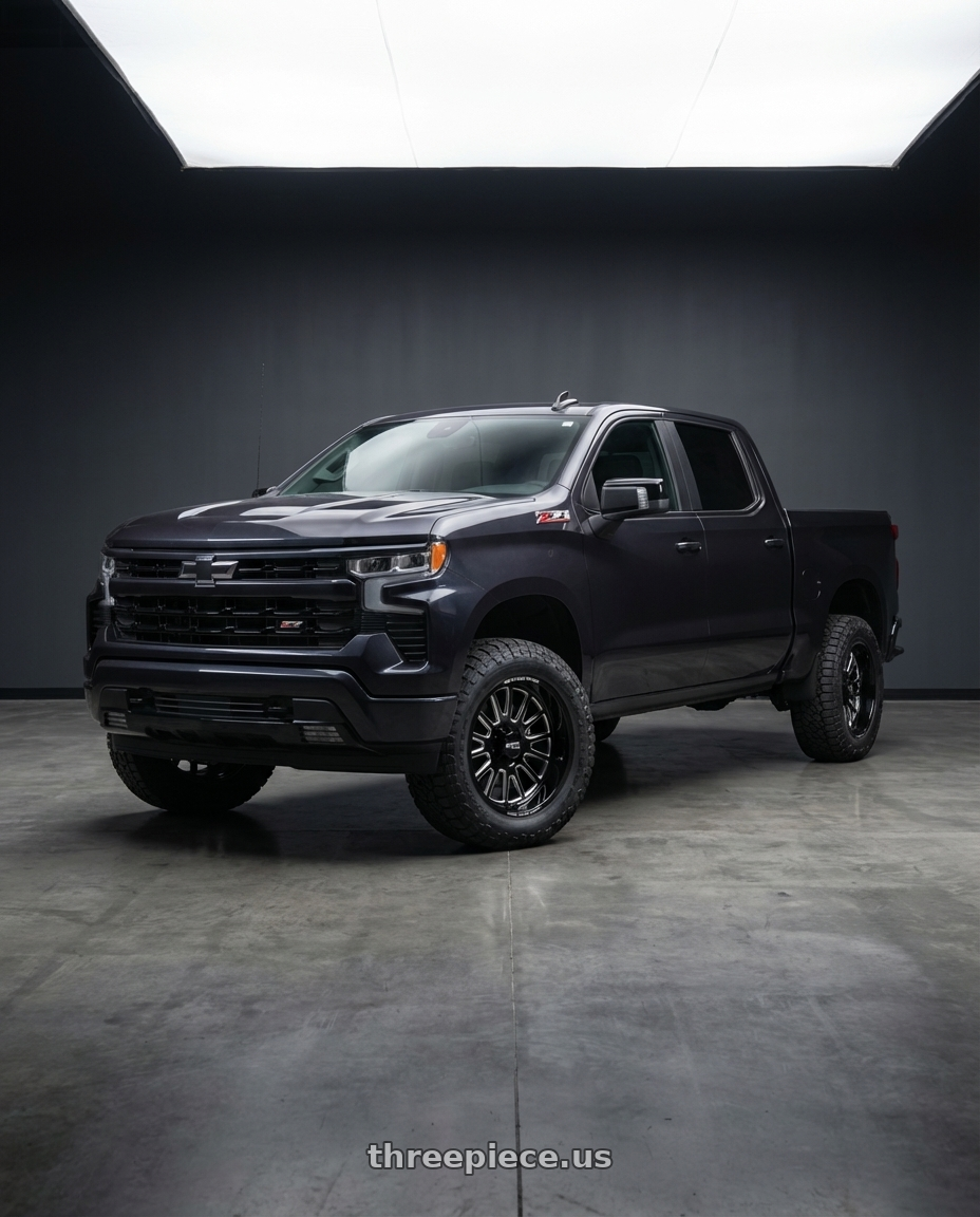 2023 Chevrolet Silverado 1500 with Moto Metal MO401 6X139.7 20X10 -24 GLOSS BLACK MILLED wheels