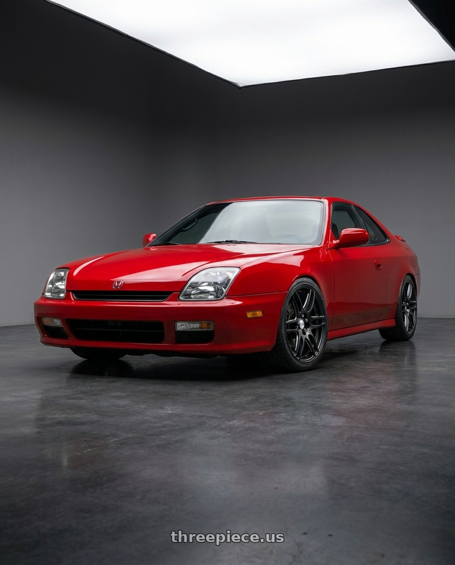 2001 Honda Prelude with Niche 1PC M106 NR6 4X100/4X114.3 18X8 +40 MATTE BLACK MILLED wheels