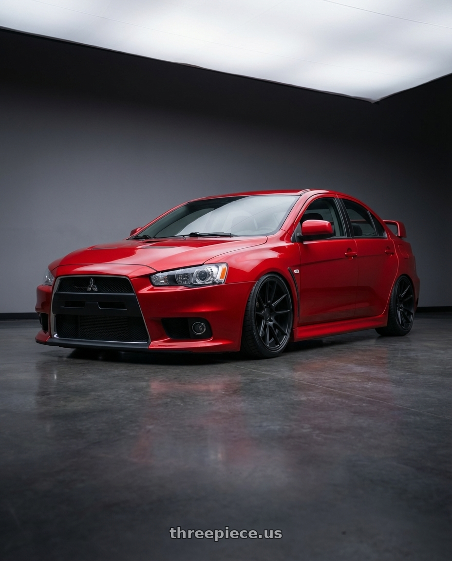2012 Mitsubishi Lancer Evo X with Niche 1PC M117 MISANO 5X114.3 18X8 +42 MATTE BLACK wheels
