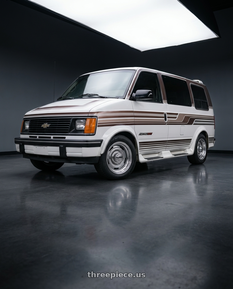 1993 Chevy astro with Vision American-Muscle 55 Rally 5x120.65 15x4+0 Silver wheels