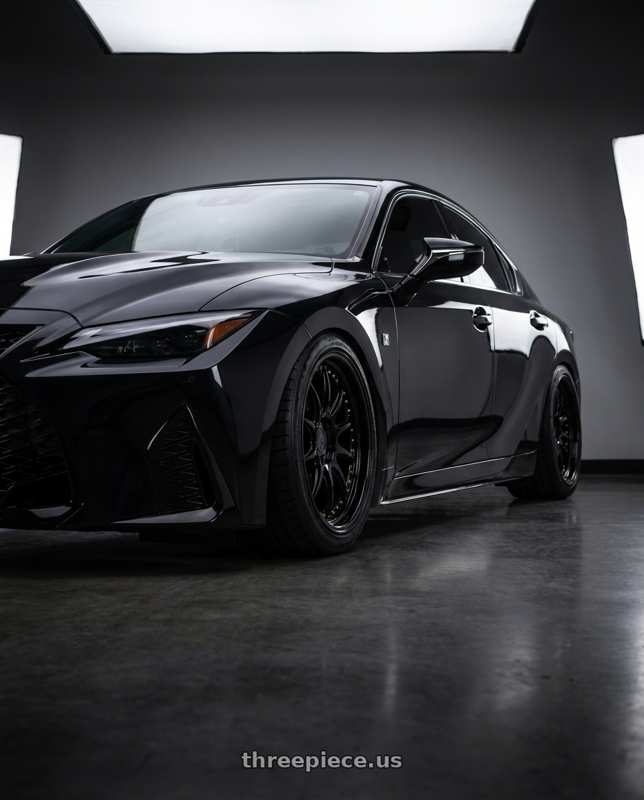 2025 lexus is350 f sport with Aodhan DS07 5x114.3 18x8.5+35 Gloss Black W /Gold Rivets wheels