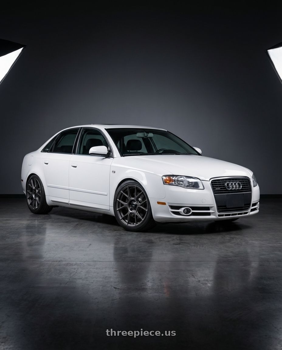 2010 Audi A4 B7 with Konig Ampliform 5x112 18x8.5+43 Dark Metallic Graphite wheels