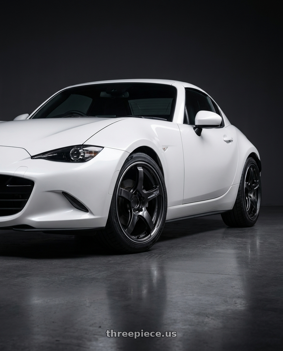 2024 MAZDA MX-5 WHITE with Advan Racing TC4 4x100 17x8.0 +35 BLACK GUNMETALLIC & RING wheels
