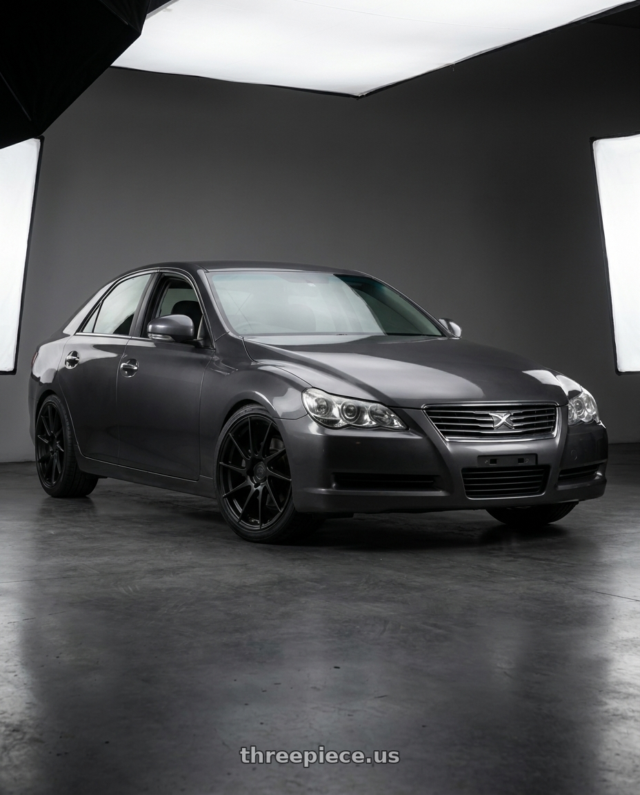 2008 Toyota Mark X with Aodhan AH09 5x108 18x8.5 +35 Matte Black wheels
