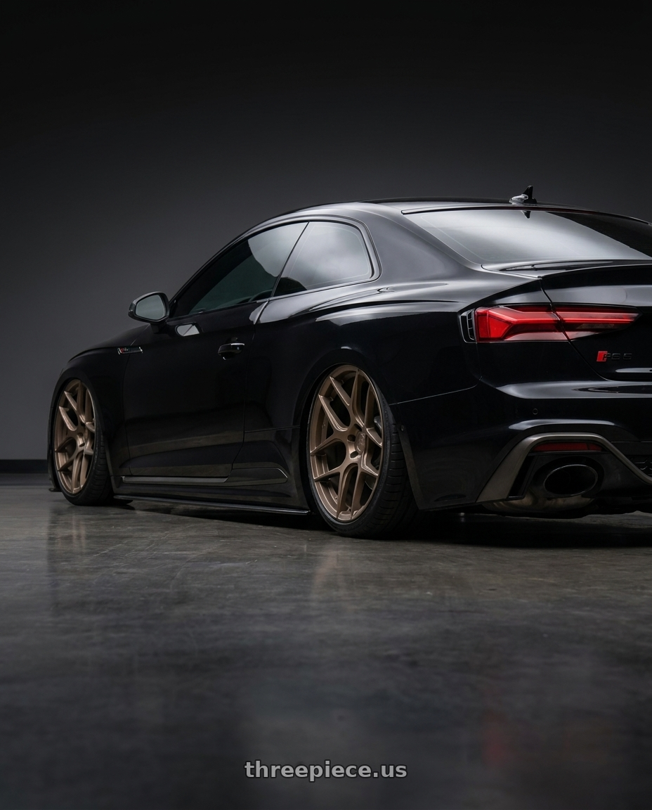 2022 Audi RS5 with Aodhan AFF2 5x112 20x9+30 Matte Bronze wheels rear three quarter view slight stretch tires