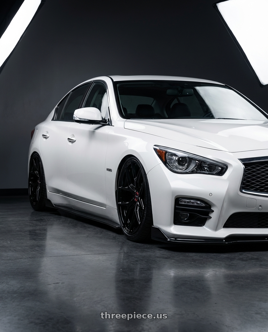 2020 Infiniti Q50 with Vossen HF-5 20x10.5 / 5x114.3 / ET45 / Deep Face / 73.1 -GB - Gloss Black Wheel - HF5-0N10 wheels