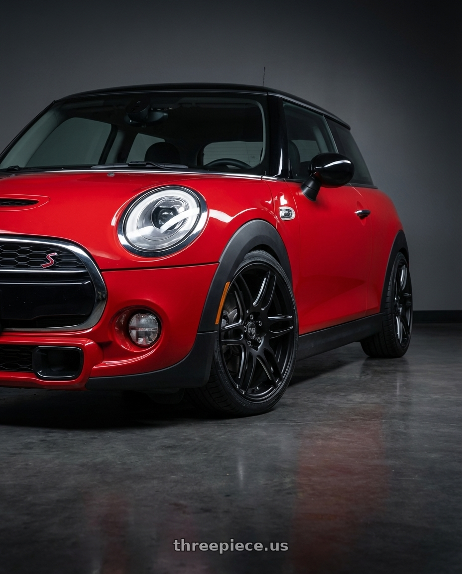 2019 Mini Cooper S F56 with Niche 1PC M106 NR6 4X100/4X114.3 18X8 +40 MATTE BLACK MILLED wheels