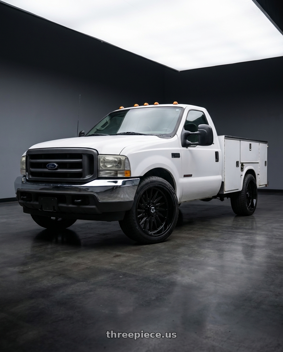 2003 ford f350 super duty with TIS 547B 8X170 20x12 -44 Gloss Black w/Milled Lip Logo wheels